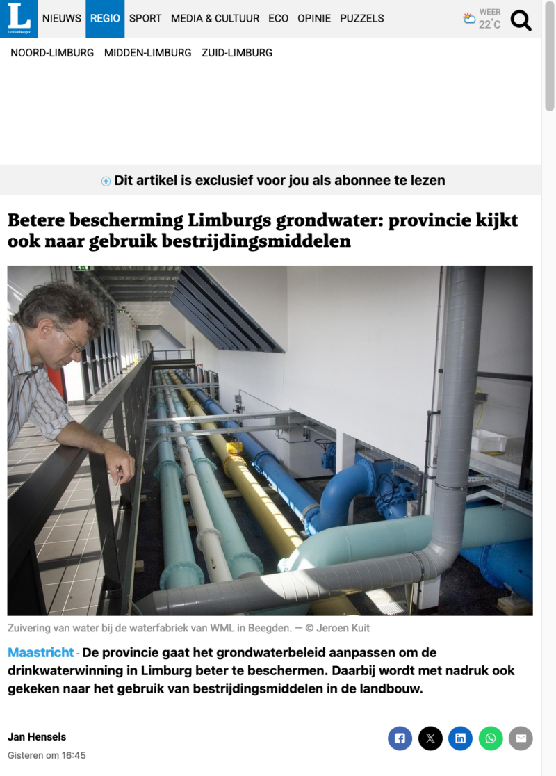 Provincie wil het drinkwater beter gaan beschermen